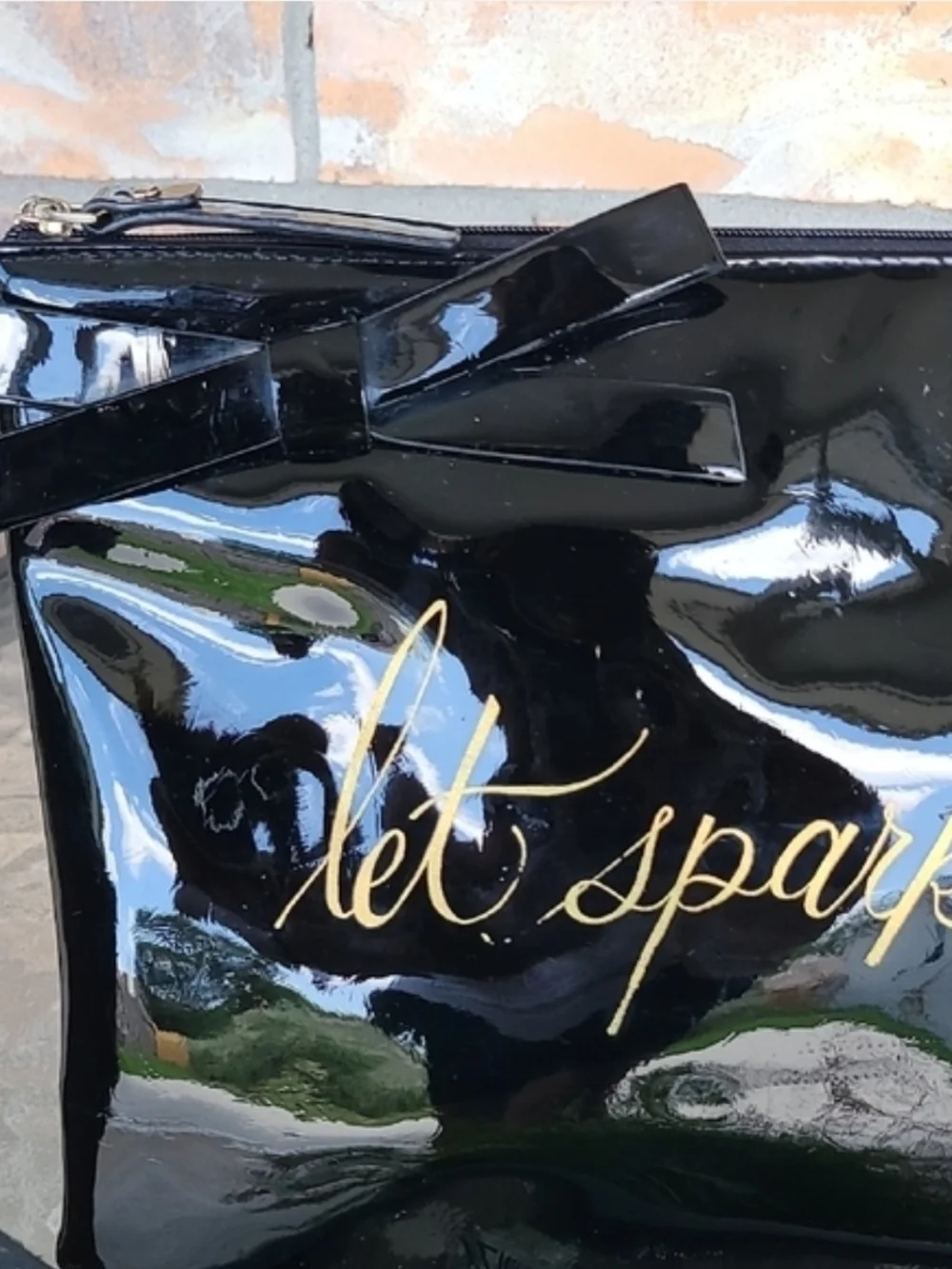 KATE SPADE Let Sparks Fly Black Patent Pouch